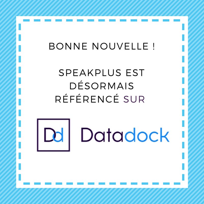 SpeakPlus's tweet photo. SpeakPlus est désormais référencé sur #datadock grâce à la qualité approuvée de ses formations sur mesure, et éligibles #CPF en #langues ! https://t.co/Gt2t0uPNkC