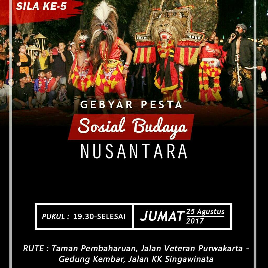 Bangsa yang besar adalah bangsa yang bangga pada budayanya, mari hadir di Gebyar Pesta Sosial Budaya Nusantara #DedikasiBudayaNusantara