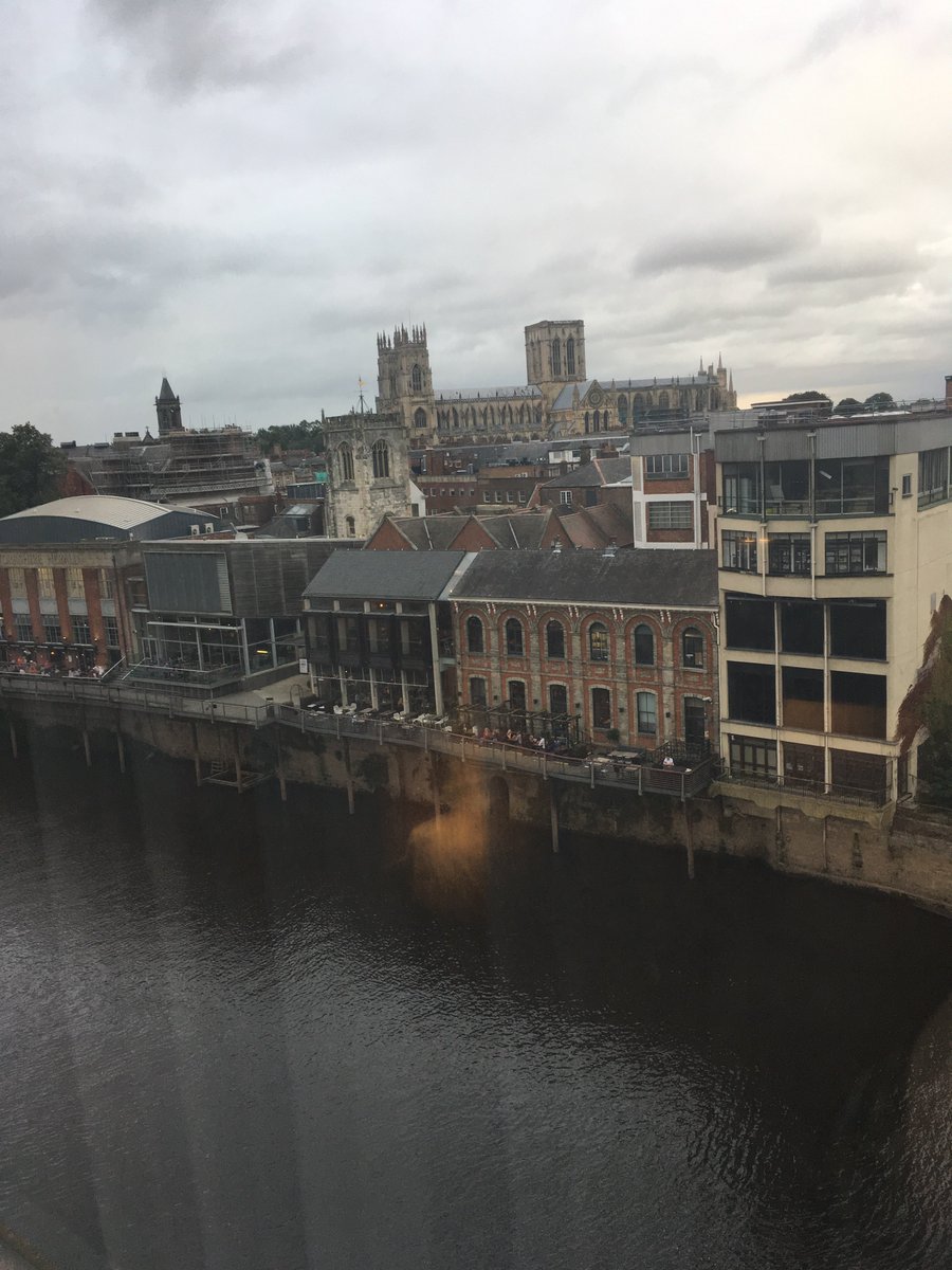 TrinityEventSol's tweet photo. Sarah thoroughly enjoyed her site visit to @ParkInnYork part of #TrinityTripleChallenge, what a lovely touch for dinner and great views too! https://t.co/bNJDHllpMp