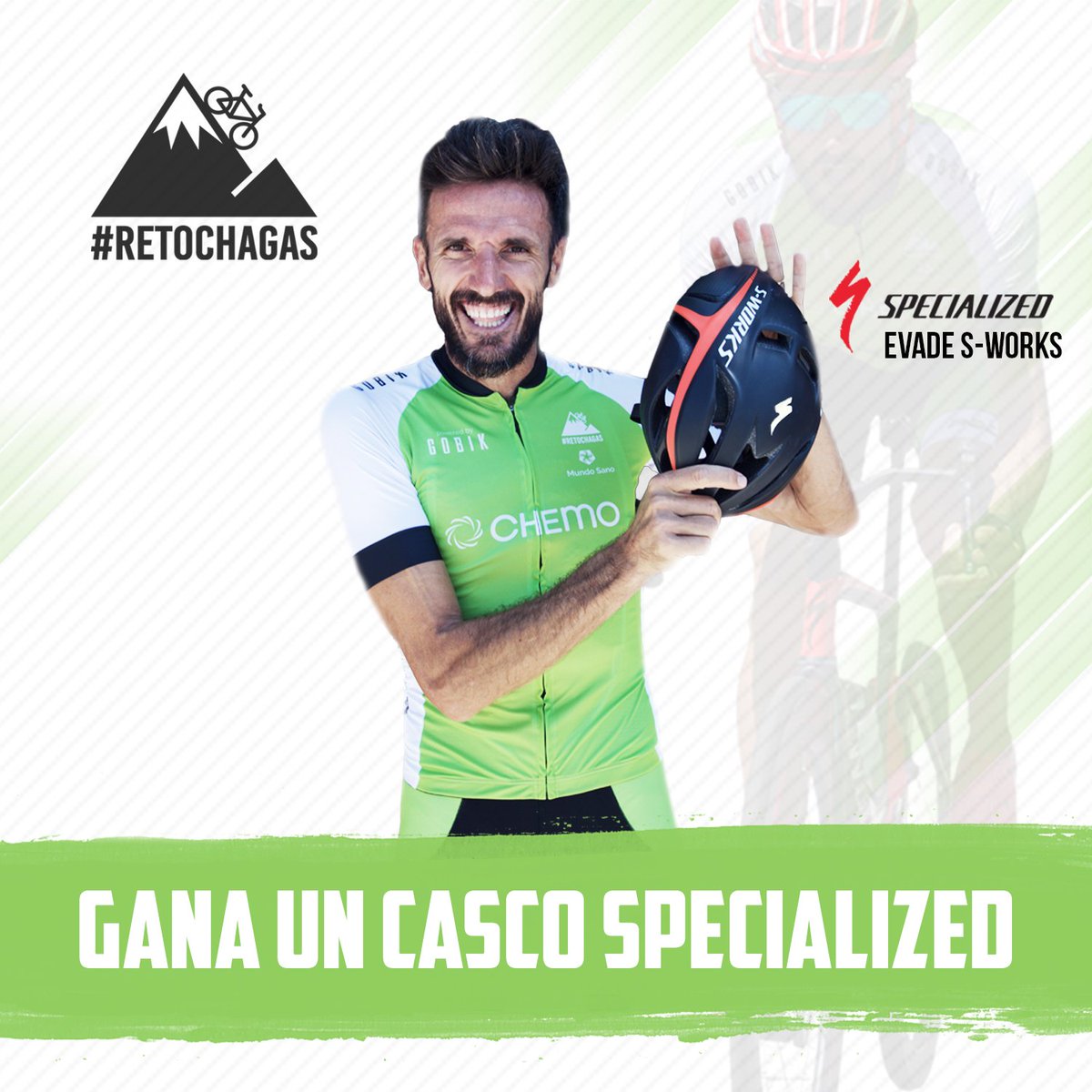 Necesitamos vuestra ayuda para seguir avanzando en el #RetoChagas. Si llegamos a los 500 RT, sorteo un casco <a href="/Specialized_ESP/">Specialized España</a>. Vamos!!! 😁