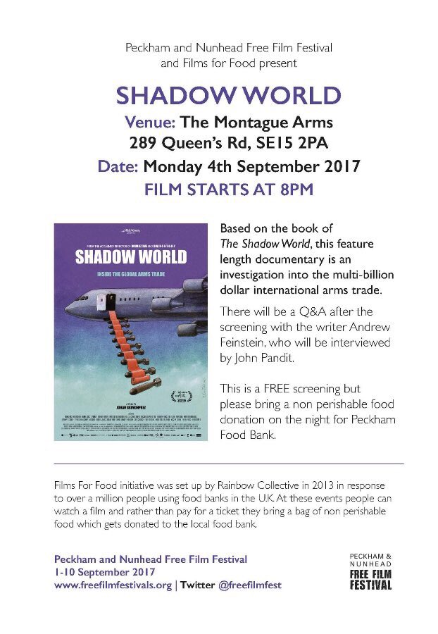 TRCdocumentary's tweet photo. At our next @films4food event with @freefilmfest we screen @ShadowWorldFilm in aid of @southwarkfoodbk https://t.co/DfOsOsrAu9 https://t.co/GeAjpKY9di