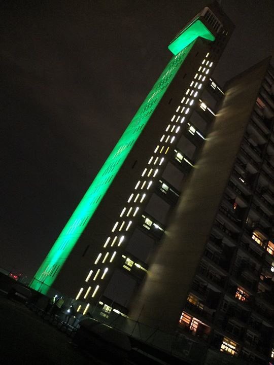Green_Grenfell's tweet photo. A little preview of some of Trellick turned #GreenforGrenfell for #NottingHillCarnival... and that's not all of it! https://t.co/8OsIo25nGL https://t.co/vVVuGBMJ57
