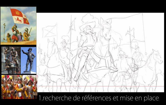 Étapes de travail sur le dessin de l'Épopée temporelle de Cyprien @MonsieurDream
Pour obtenir un bon resultat il faut y aller petit à petit. 