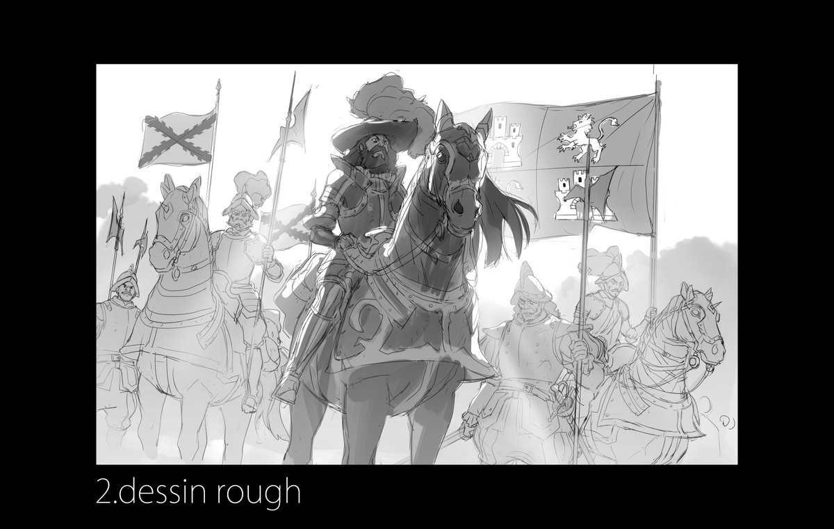 Étapes de travail sur le dessin de l'Épopée temporelle de Cyprien @MonsieurDream
Pour obtenir un bon resultat il faut y aller petit à petit.