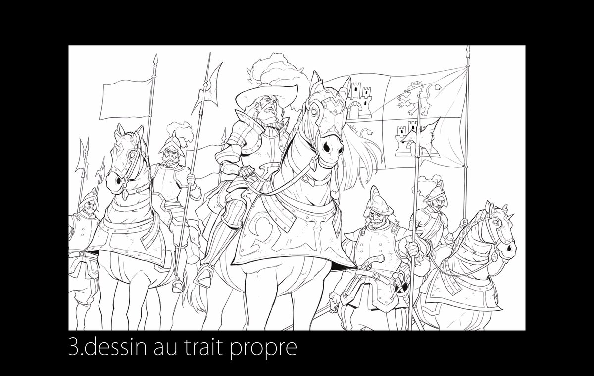 Étapes de travail sur le dessin de l'Épopée temporelle de Cyprien @MonsieurDream
Pour obtenir un bon resultat il faut y aller petit à petit.