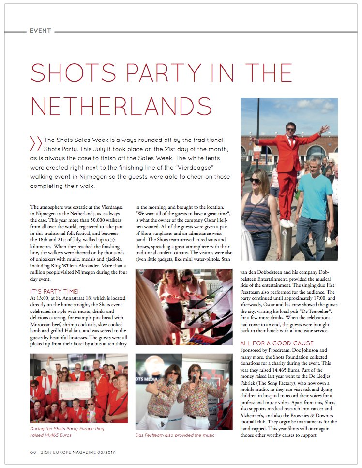 shotsmedia's tweet photo. Nice article in Sign Magazine Europe! Shots Sales week and Party!
#shots #shotsmedia #shotsmediaparty #party #shotsamerica https://t.co/kQFLQN9D9p