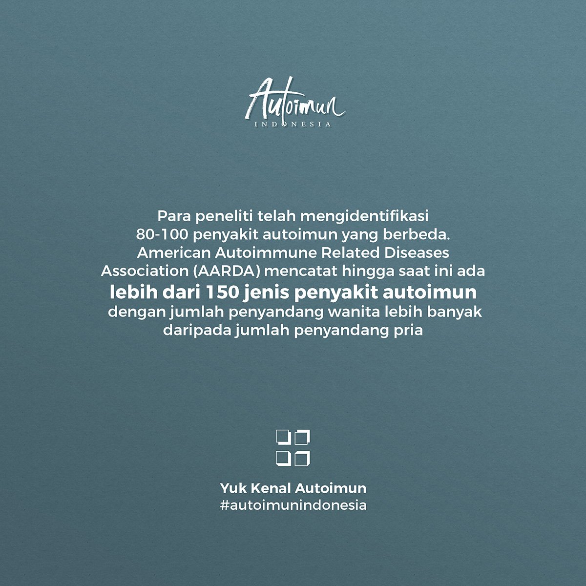 autoimun_indo's tweet photo. Tahukah kamu ada berapa jenis penyakit autoimun di dunia?
#YukKenalAutoimun #autoimunindonesia #imunesia •

https://t.co/LQAXui69yU https://t.co/x2Lf1HAK6y