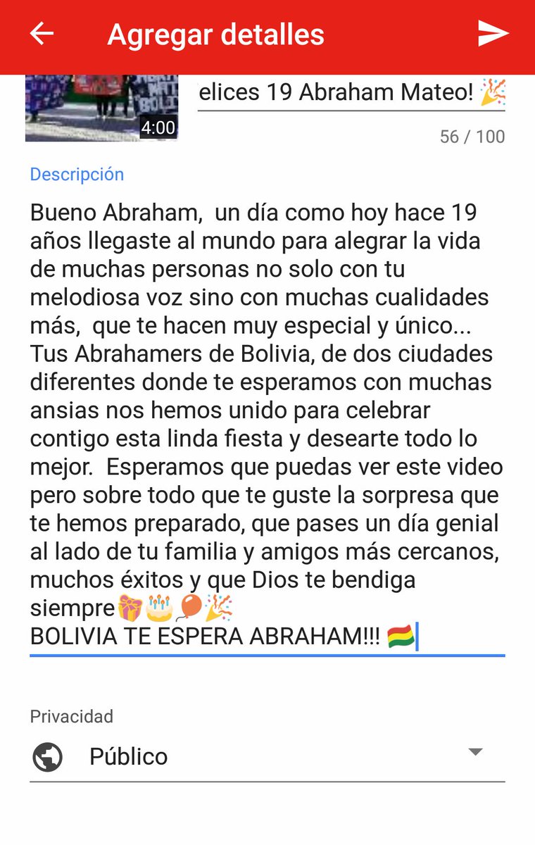 AbrahamMateoBol's tweet photo. Ya estamos publicabdo el video q te preparamos con nuestros mejores deseos y mucho cariño desde 🇧🇴 @AbrahamMateo 🎉🎁🎈 #Felices19AbrahamMateo https://t.co/aeFd7cqwHw