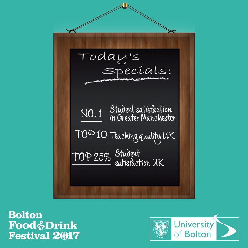 Uni_GreaterMcr's tweet photo. A #TEFSilver university that's No.1 in #GreaterManchester for student satisfaction. @BoltonFoodFest

See what else is on the menu at #UoB 👇 https://t.co/Q4kiIdyytH