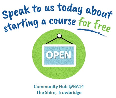 LearningCurve2's tweet image. 🎺It's #HubFriday!!🙌 If you're in #Trowbridge today pop by @TheShiresTrow  CommunityHub@BA14 to talk to us about free courses! #Betterfutures