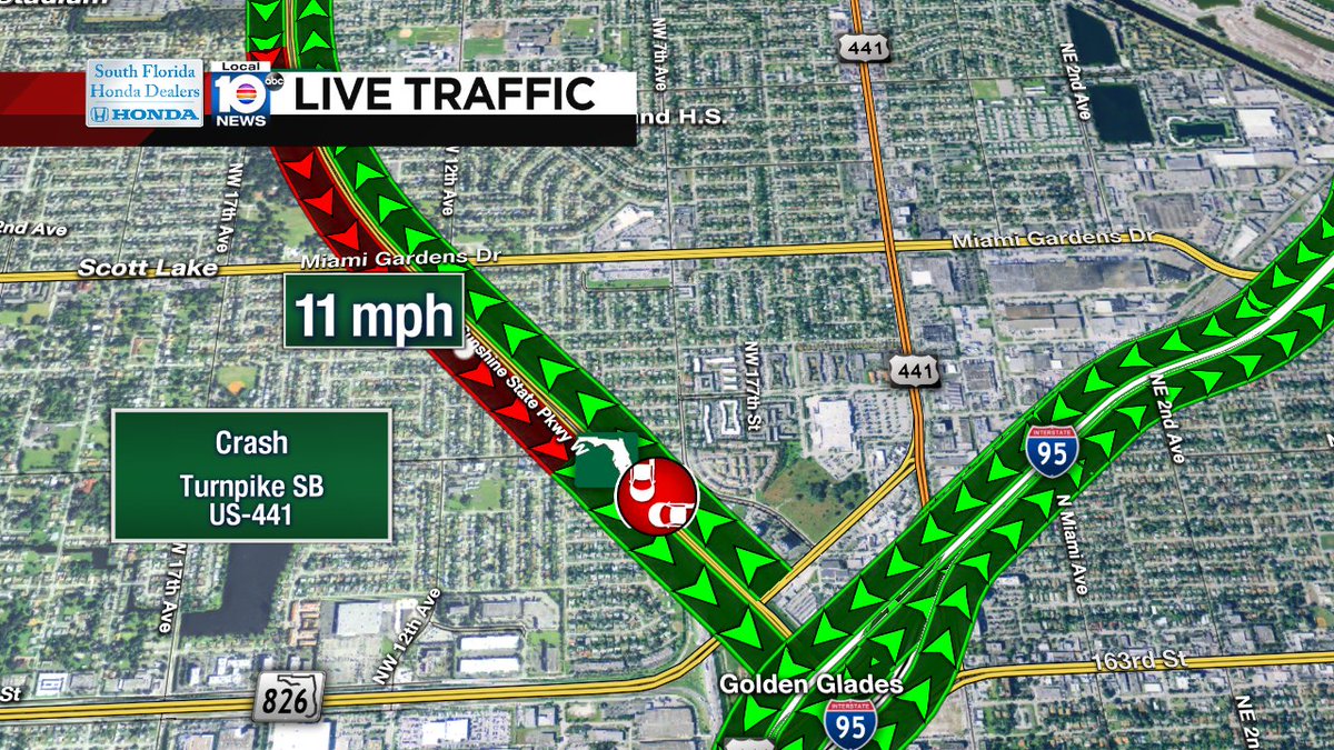 Crash on Turnpike SB at US-441 #traffic https://t.co/LW2dtc4Eem