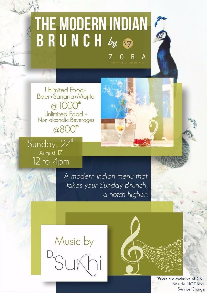 Zora_India's tweet photo. With this lovely long weekend, we've got an even lovelier brunch planned, with an exhaustive menu and great tunes by DJ Sukhi.
#zoralove https://t.co/KgoBfGSMak