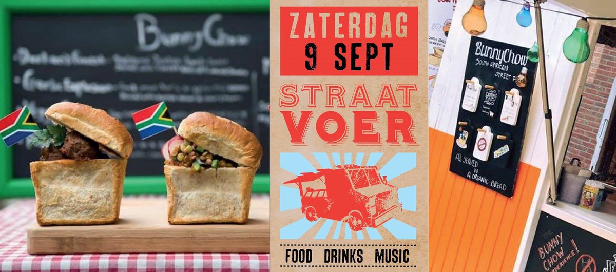 Zuid Frikaans #streetfood van <a href="/Bunnychowexp/">BunnyChow Experience</a> op <a href="/StraatVoer/">StraatVoer</a> !! Zaterdag 9 sept. #BeThere #foodtrucks #festival #woerden #food #feest