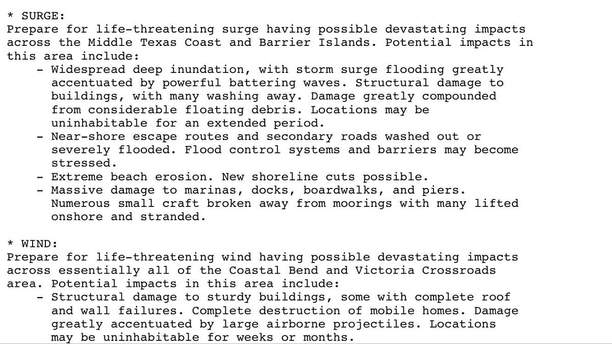 If you have been asked to evacuate PLEASE READ this hurricane local statement from <a href="/NWSCorpus/">NWS Corpus Christi</a> ! #harvey