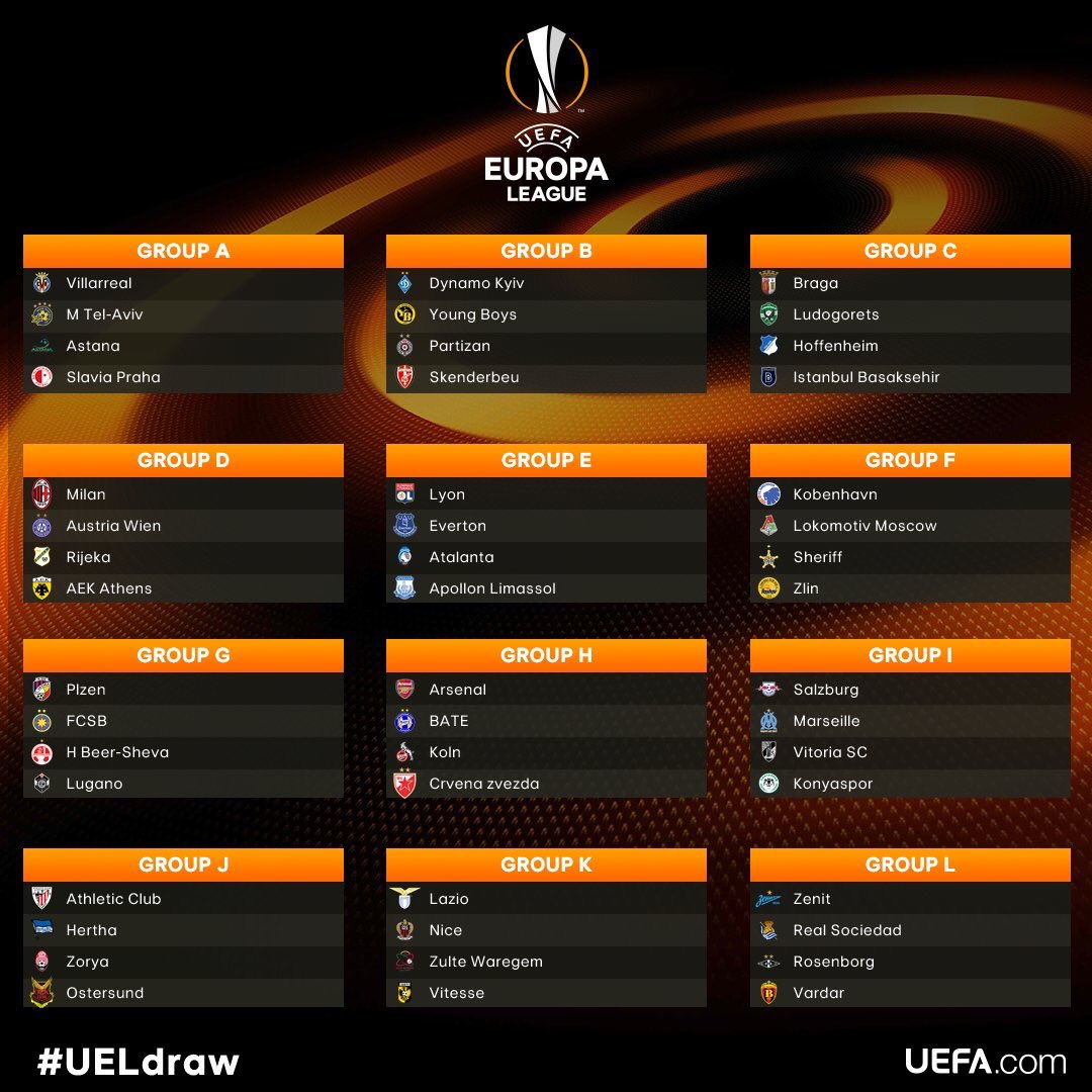 HalfTimeTips's tweet image. #UELDraw 

Everton - Lyon / Atalanta / Apoel Limassol

Arsenal - BATE / Koln / Crvena Zvezda

#EFC &amp;amp; #AFC fans happy with your groups?