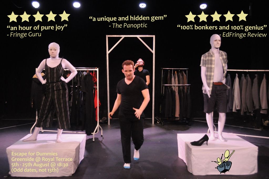Escape4Dummies's tweet photo. The Dummies are being set up for one last show of #edfringe! Be sure to head down and witness their escape before they're gone for good! https://t.co/AiUtJTFT7D