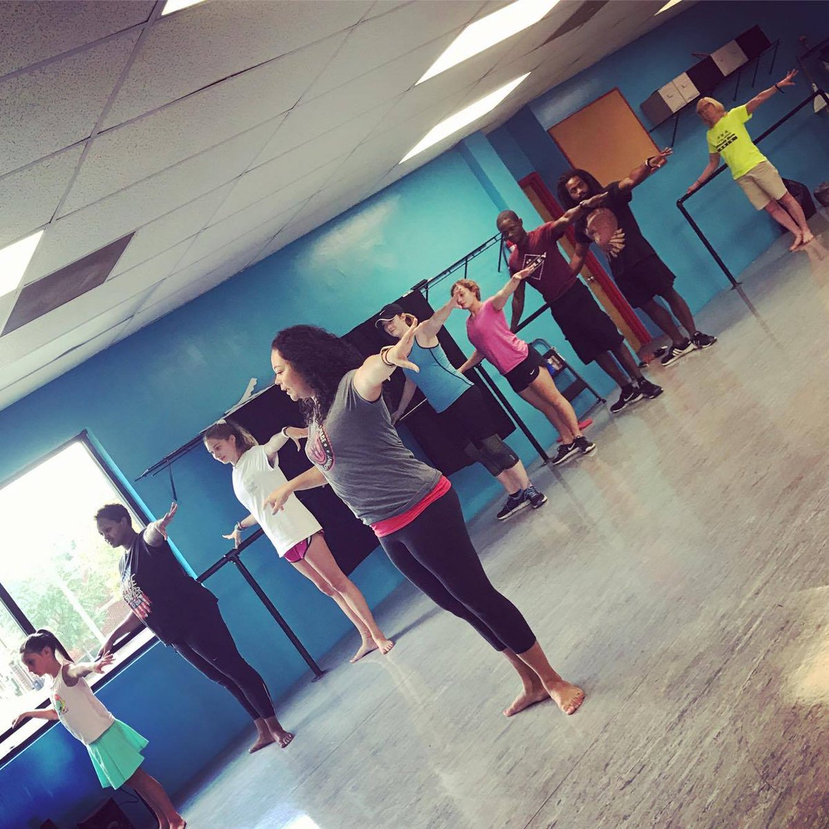 TumblebeesGSO's tweet photo. Staff getting a lesson in #dance from our new dance director, Desiree Samoska! #workweek https://t.co/GDqU5FS2pO
