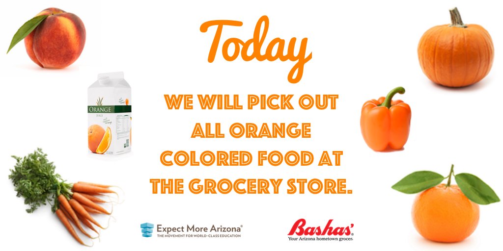 ExpectMoreAZ's tweet photo. Have your child pick out all foods that are orange during your next trip to @BashasMarkets. #TodayInAZ #ShopAndLearn https://t.co/Kt0wCzftlb https://t.co/y2hEaSheNs