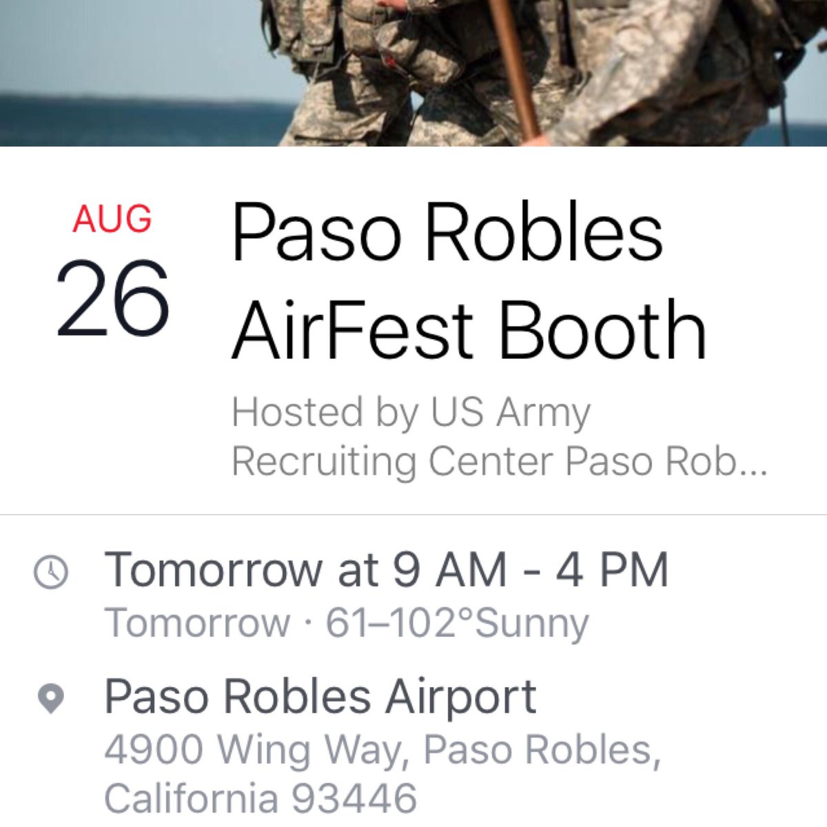 PasoRoblesArmy's tweet image. 🇺🇸Extra Swag 4 H.S. Seniors! Plan Your Future @PRAirFestFlyIn #ClassOf2018 #FreeCollege #ArmyTeam #PasoRobles #Templeton #Atascadero #USArmy