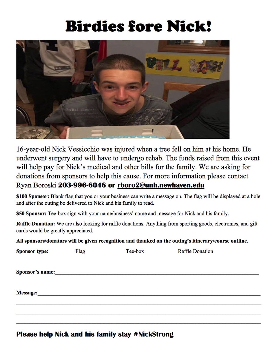 Please participate in the Golf Tournament fundraiser to support of the Vessicchio family! #nickstrong #weareEHPS #yellowjacketpride