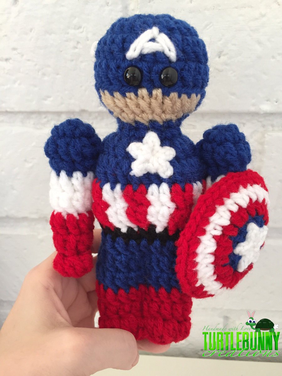 HandmadeChrissy's tweet photo. Done! Got a lot of requests for this guy at #SDCC, hope he doesn't disappoint!
#captainamerica #marvel #avengers #crochet #etsy #amigurumi https://t.co/SwWrrVX6yM