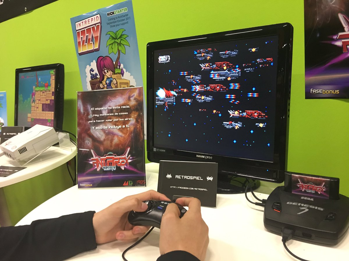 JoachimHesse's tweet photo. Heute auf der #Gamescom angespielt: #Antarex. Scheint ein fettes Ballerspiel für #MegaDrive zu werden. Get it ready soon, @1985alternativo! https://t.co/K5yoWnxXYR