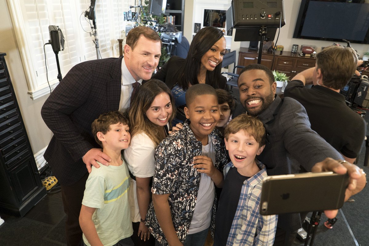 DisneyBrandTVPR's tweet photo. Top NFL stars like @JasonWitten &amp; @ESPN anchor @CariChampion score a pranking touchdown on a special #WalkthePrank episode on September 2. https://t.co/b4XNbZgcKt