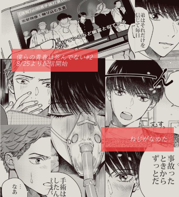 【お知らせ】8/25より、ラルーナコミックス様から「僕らの青春は死んでない」の2話目が配信になっております!何卒よろしくお願い致します。サンプル画像が脅威の解像度の低さですみません… 