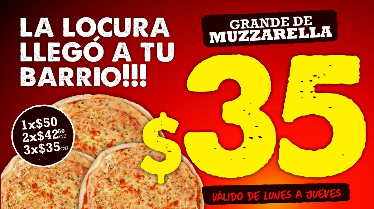 FabricaPizzasok's tweet photo. Más calidad para que disfrutes más!
¡Pasá por nuestras #muzzas, llevando 3 👉 $35 c/u! #FábricaDePizzas #Pizzas https://t.co/9ITitheIZk