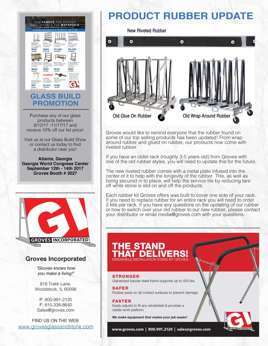GrovesInc's tweet photo. Q3 Glass Newsletter from Groves! #grovesinc #glasshandling @AGRRmagazine @GlassMag @GlassBuild @USGlass #grovesgiveaway https://t.co/5QcuWQESf8