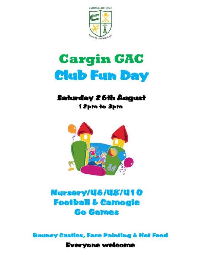 CarginCamogie's tweet photo. 🤡🎈FUN DAY 🎈🤡

Call down to the club tomorrow with your kids between 12-3pm &amp; enjoy all the activities planned...maybe bring a raincoat too 🙈 https://t.co/5fB76vEnZO