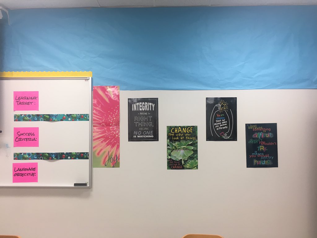 MissTubbs_CPES's tweet photo. Inspirational wall in my classroom. Ready to start the year off right! #MJHBingo https://t.co/H299d1vfLT