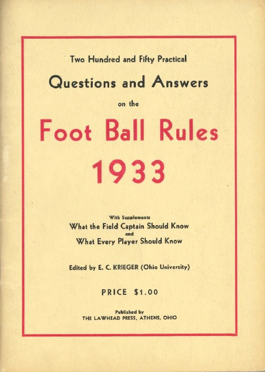OHSAA Sports on Twitter "OHSAA FBF to 1933 an early football rules