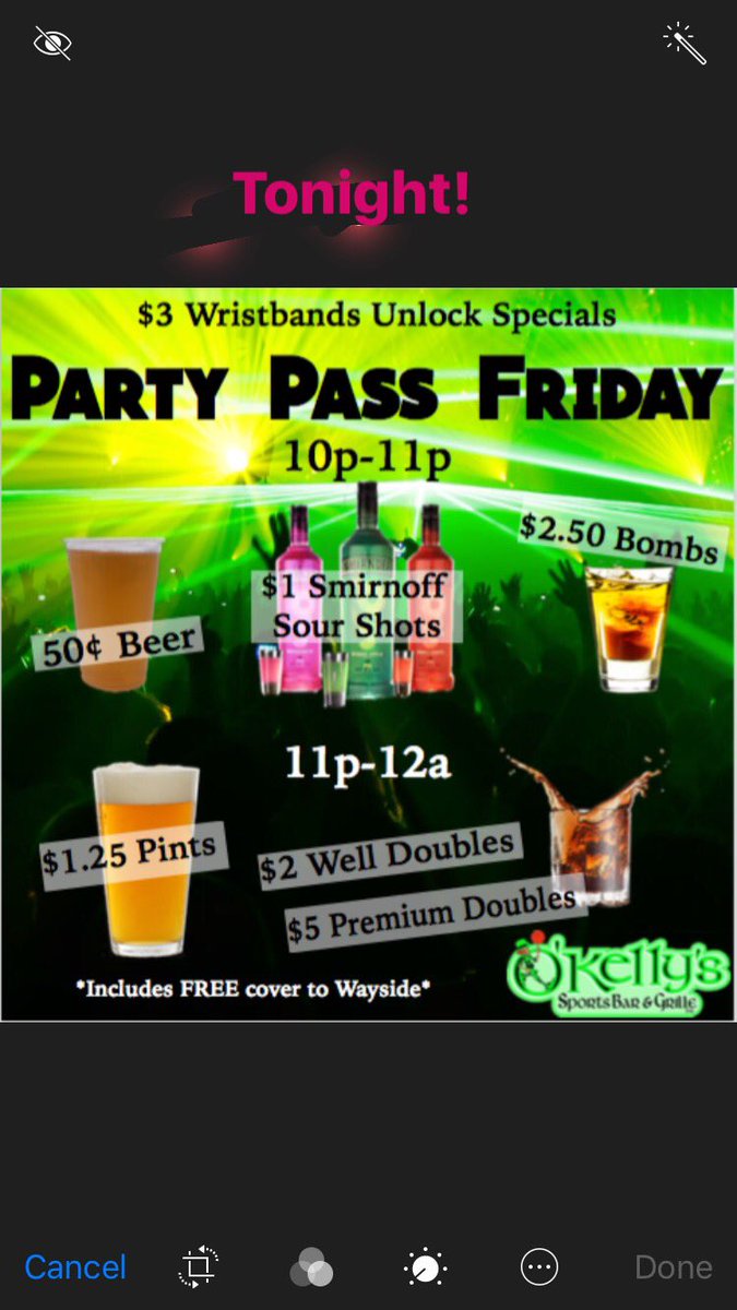 Okellysmtp's tweet photo. Our Friday specials are RIDICULOUS!!! 😏
💯Best drink deals of the Week!
#PartyPassFriday
🍻50 Cent Beer
$2 DBLS
$1 Shots
+More https://t.co/ZHeGMfJiiC