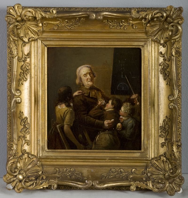 Ter Pelkwijk als onderwijzer, ca. 1825 door Jacobus Schoemaker Doyer met zo'n onderwijzer wil je wel weer nar #school #collectievissen
