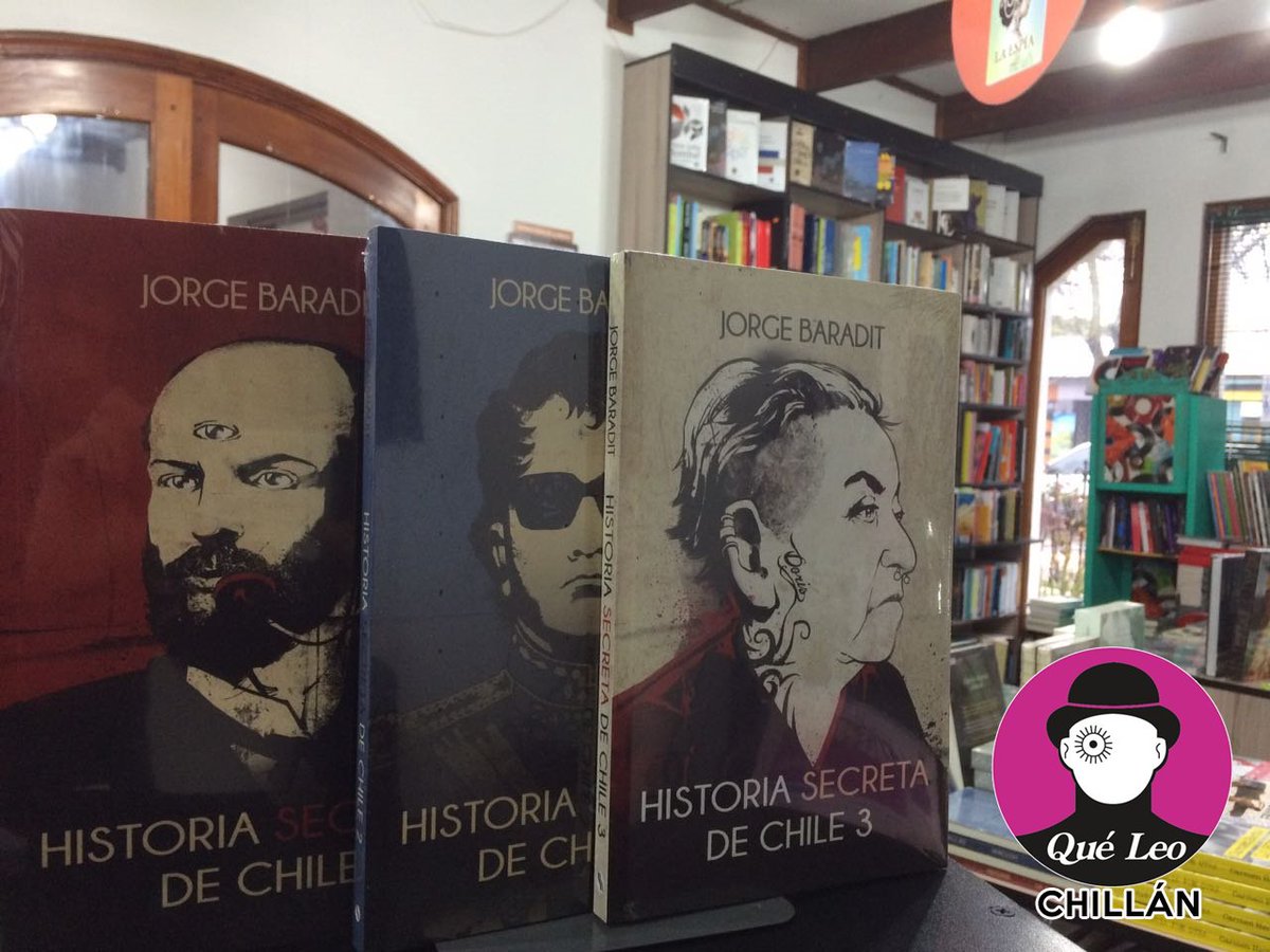 Disponible en Qué Leo Chillán la triología de libros Historia Secreta de Chile, del exitoso escritor <a href="/baradit/">Jorge Baradit Morales</a> .😉
