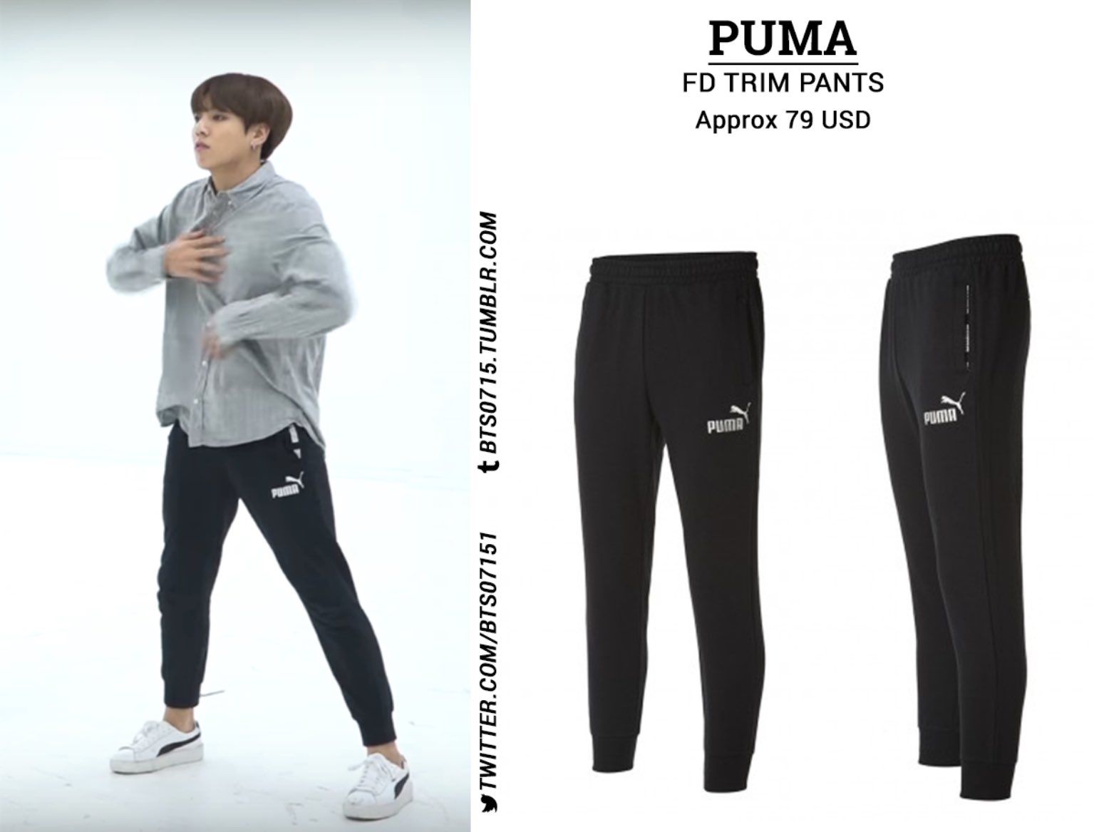 PUMA FD trim pants in black #BTS