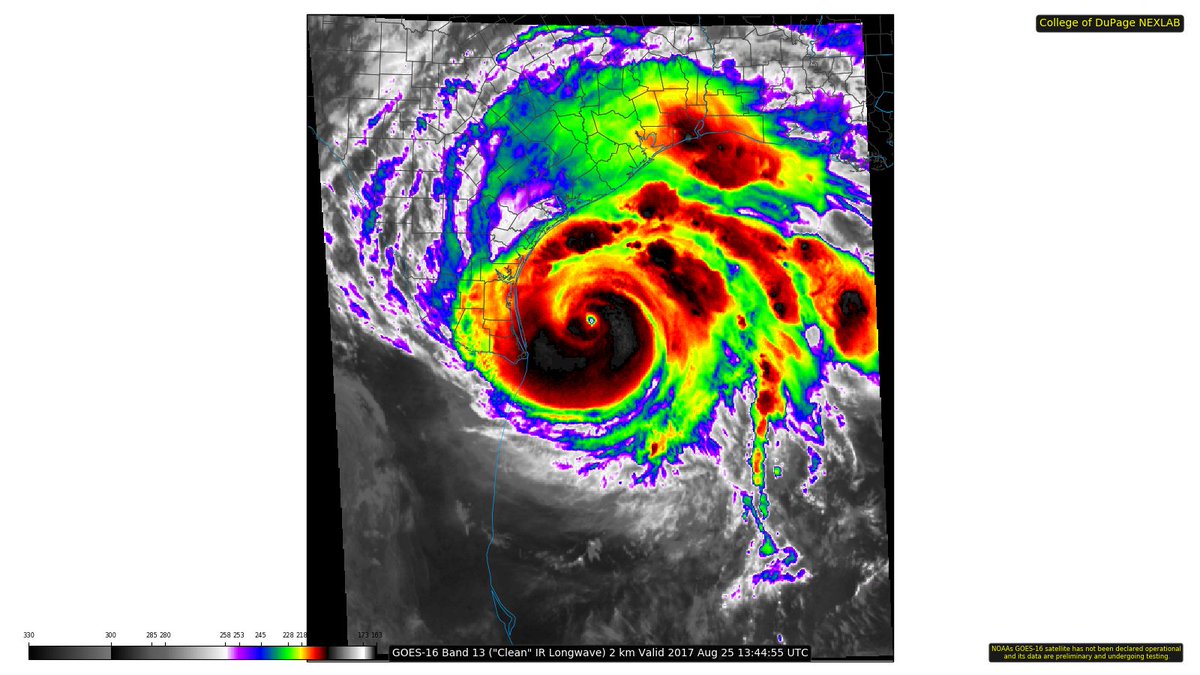 alexsizemore24's tweet photo. #Harvey's eye more vivid on last few meso scans of GOES 16 Vis & IR this morning. #TXwx #PreliminaryNonOperational https://t.co/BYLashBecX