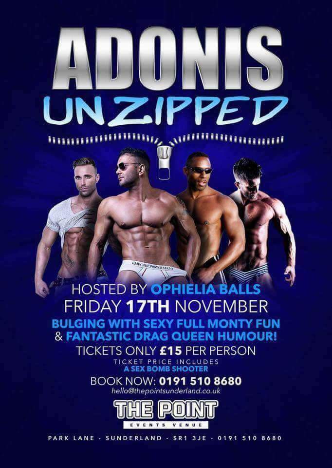 RealOpheliaB's tweet photo. I'm Back in Sunderland for this one with my @AdonisCabaret crew at @thepointevents. 
#Unzipped
#LoveAdonis https://t.co/pLqYa2j4mD