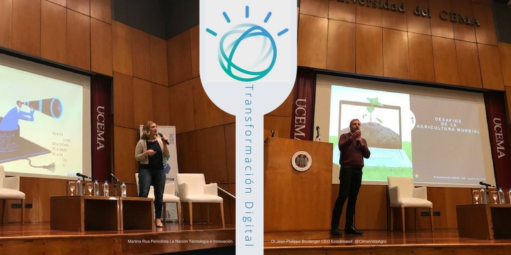 ClimaVistaAgro's tweet photo. Congreso #TransformaciónDigital. Gracias @UCEMA_edu @IBMArgentina por invitarnos a debatir @jpb_ecoclimasol #ClimaVistaAgro #Ecoclimasol https://t.co/lDccTvC0PF