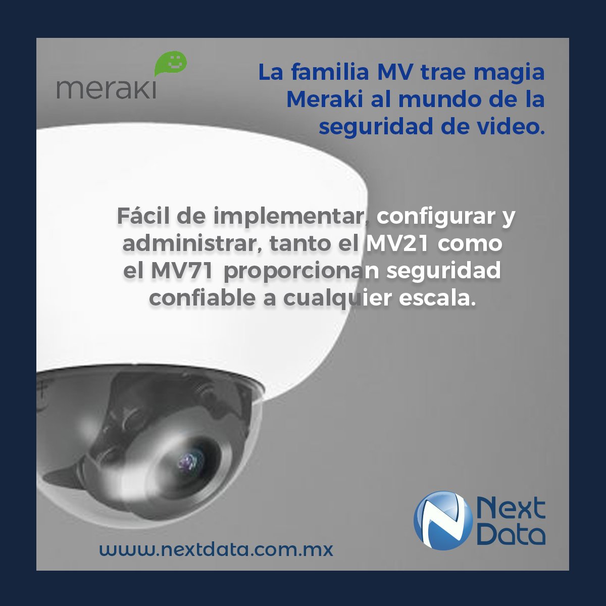 NextData's tweet photo. Cámaras de seguridad gestionadas en la nube. 
#Meraki #NextData #VideoVigilanciaIP https://t.co/PEUtiEVHbf