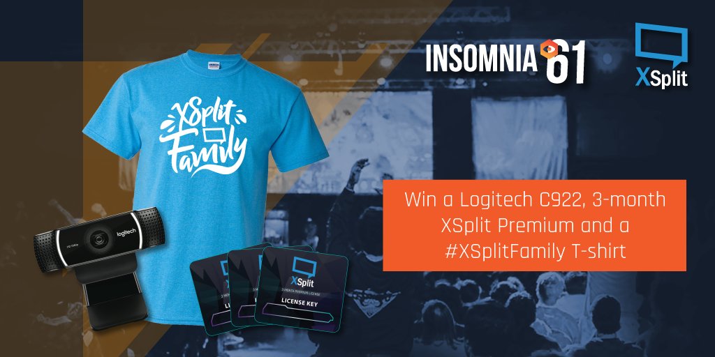 We have <a href="/LogitechG/">Logitech G</a> C922, 12-month XSplit Premium &amp; #XSplitFamily shirt in our #i61 giveaway! Enter here: gleam.io/aXjpu/insomnia…