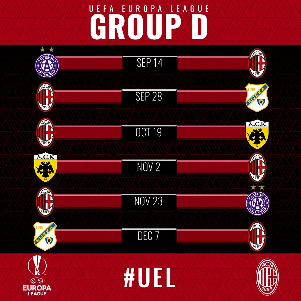 Save the dates! 🗓 
Our <a href="/EuropaLeague/">UEFA Europa League</a> Group Stage full fixture list! 🔴⚫️
#UELdraw #weareacmilan