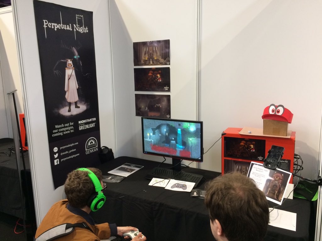 studio_genkan's tweet photo. Coming to you live from the NEC Birmingham! Perpetual Night has come home to the #i61 indie zone :D Come and play, meet the dev team https://t.co/vV3F9KyI5j