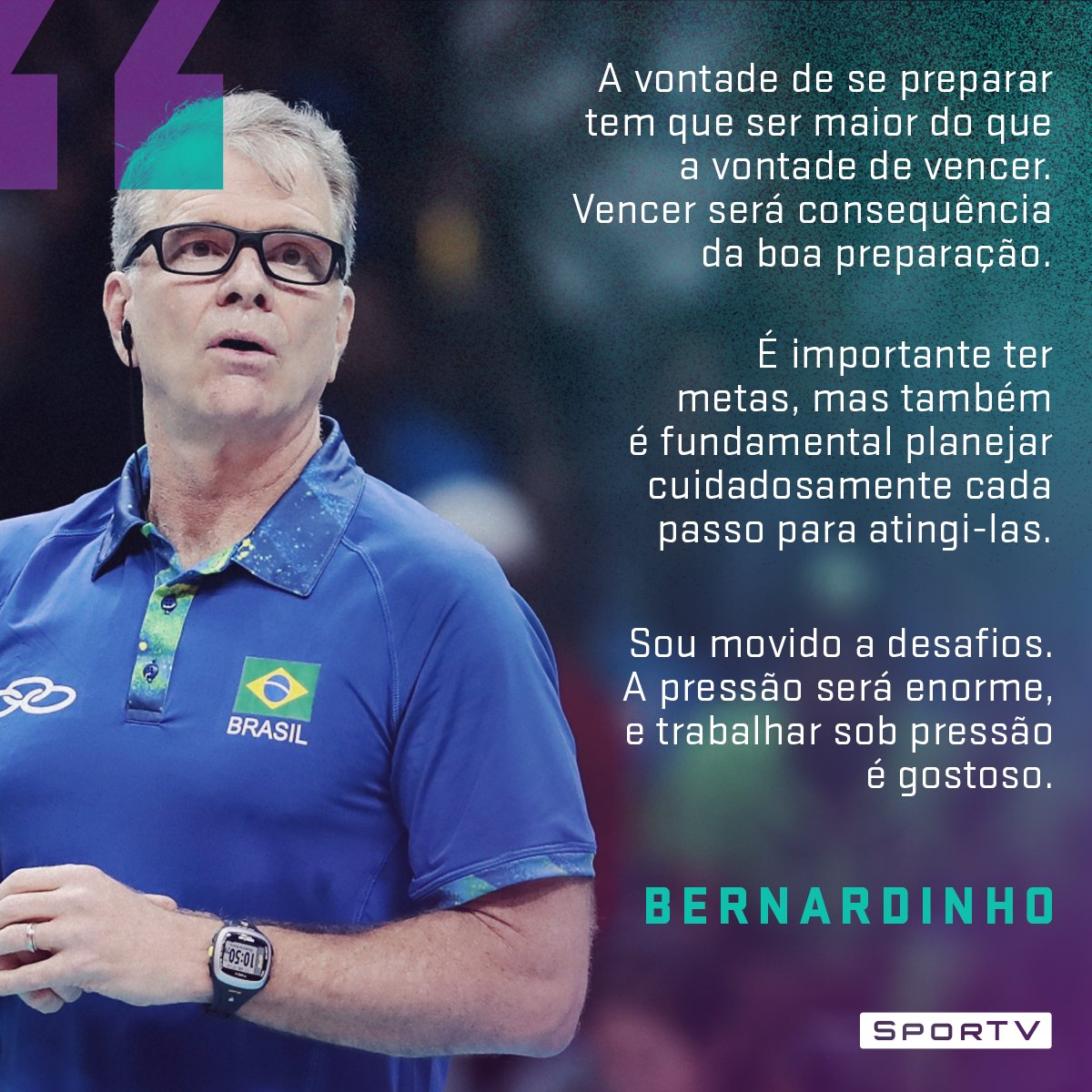 sportv's tweet photo. O comandante sabe como poucos o caminho das vitórias!  #Bernardinho58 https://t.co/WNaZ677cKI