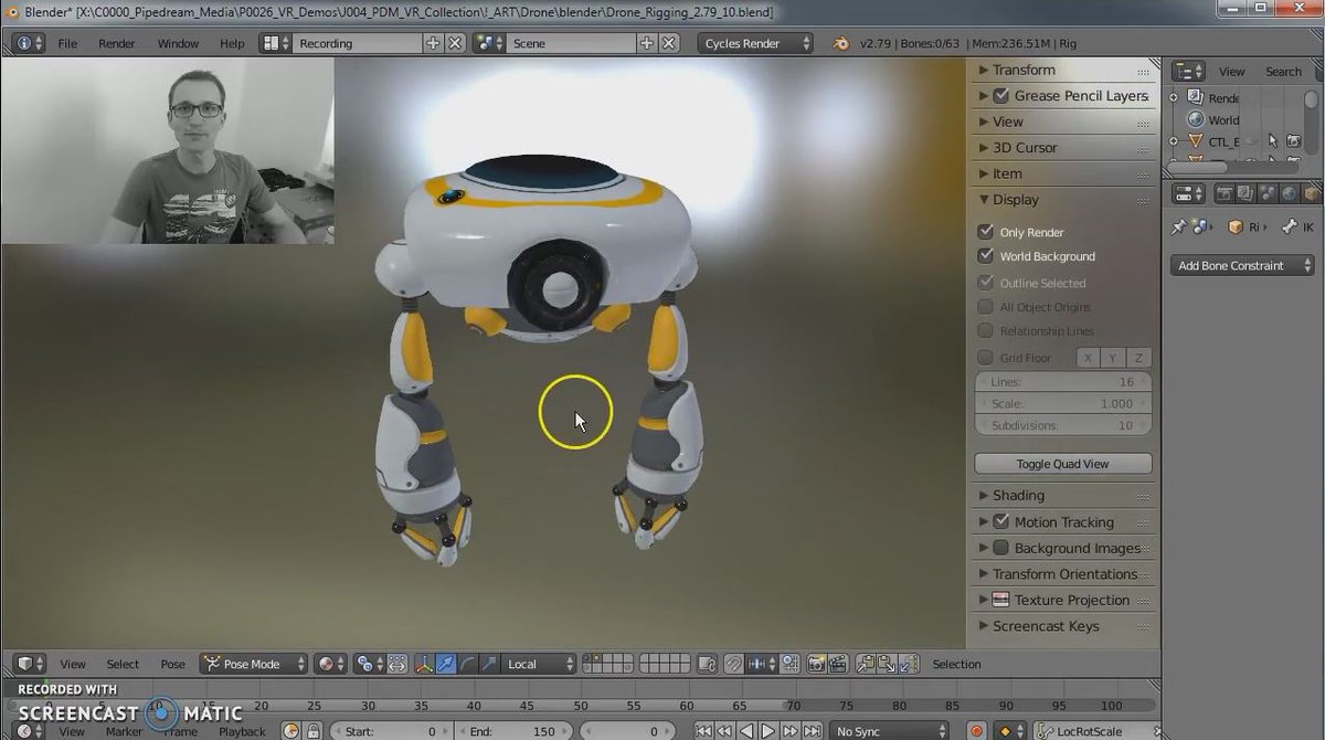 pixhellmann's tweet photo. First #screencast test with #screenomatic showing my #blender #drone #character #rigging #learning #progress https://t.co/xLwMl9CaIR https://t.co/BQsZEivXmV