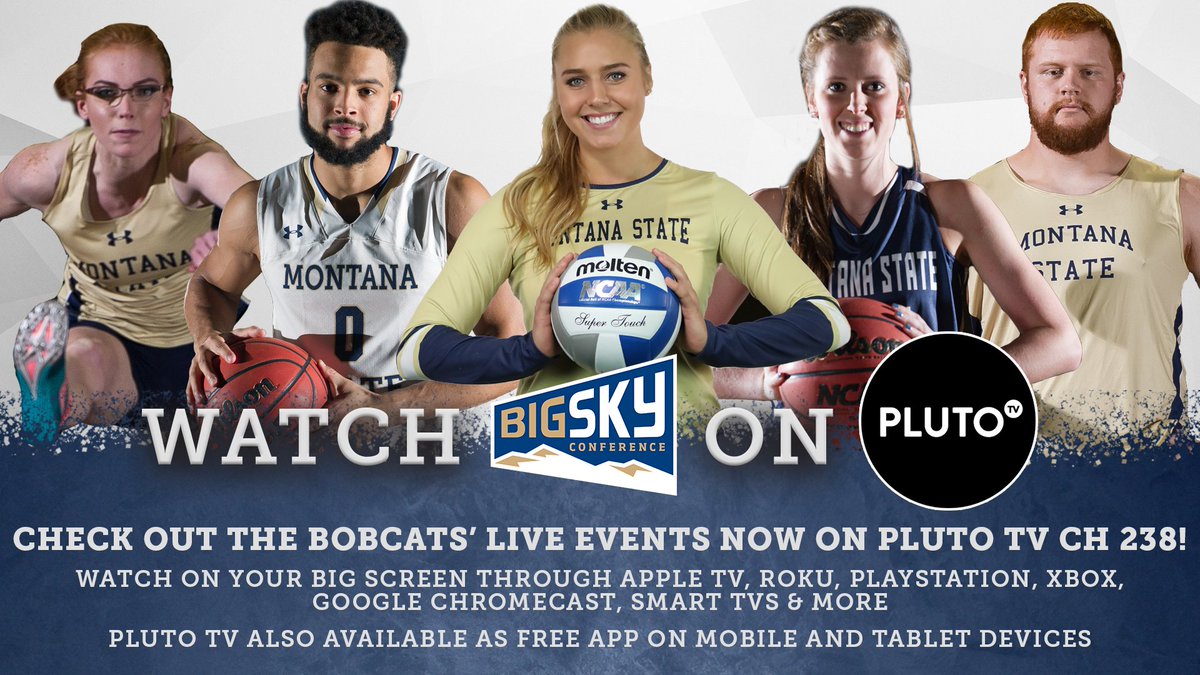 MSUBobcats's tweet photo. New this year!

You can still 👀 us on https://t.co/hipQEHzVjV, but you can watch all of our events on @PlutoTV on channel 238 📺📱

#GoCatsGo https://t.co/PdqPVIpmS1
