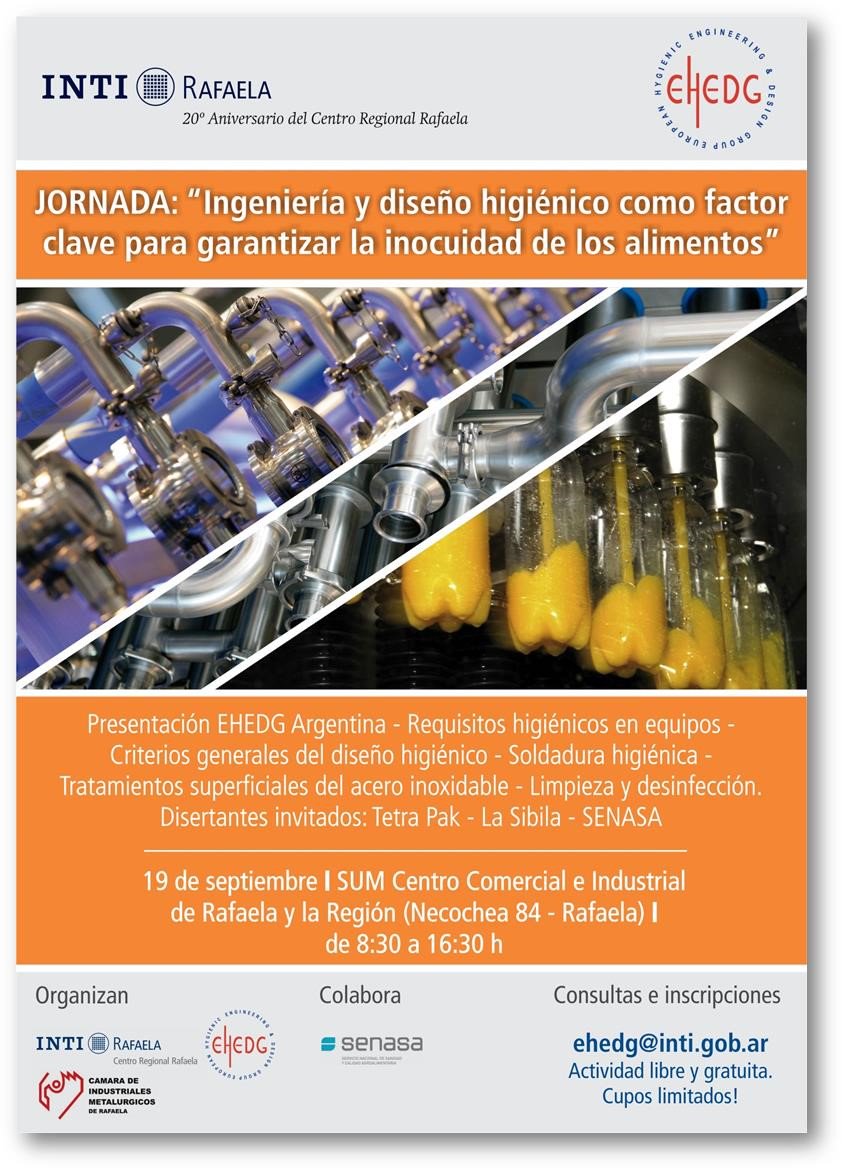INTIrafaela's tweet photo. 19/09. #DiseñoHigiénico en #Rafaela, organizado por #INTI y la Cámara de Industriales Metalúrgicos. Inscribite!! ehedg@inti.gob.ar https://t.co/gabLKStsRQ