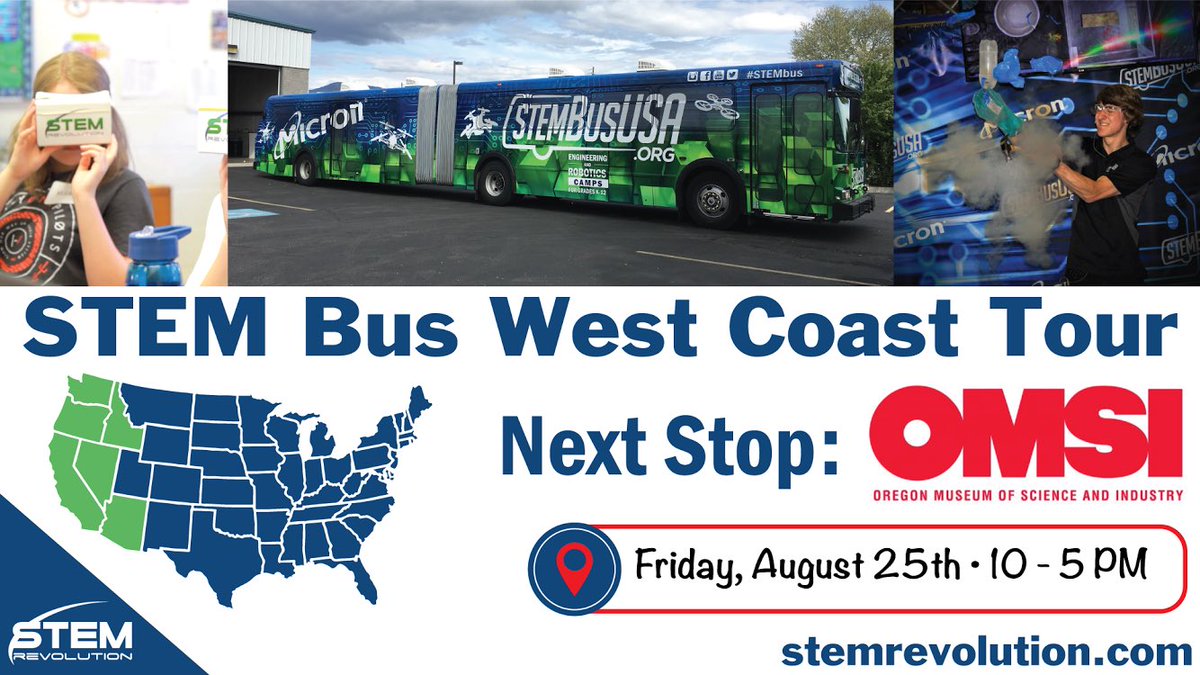 STEMrevolution's tweet photo. Science shows, the bus, and more! Come visit us at @OMSI today. https://t.co/fPdhdeRkbU