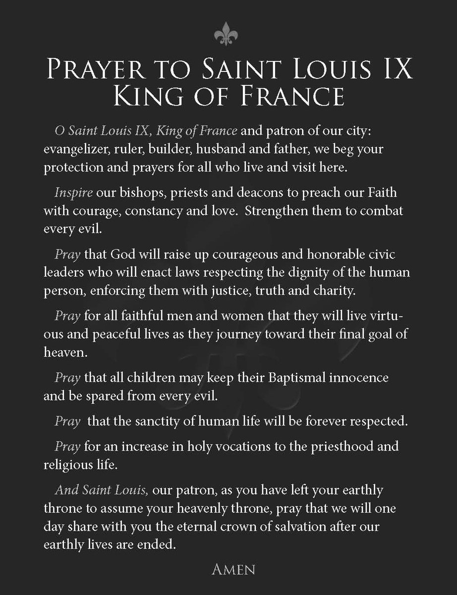GabeHJones's tweet photo. Prayer to #SaintLouis on his feast day. #CatholicStL #STL #KingLouisIX https://t.co/02kFY6nhWg